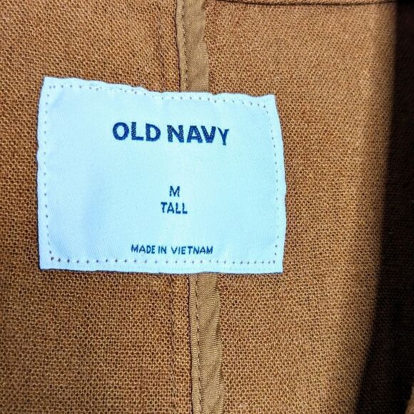 OLD NAVY Tan Linen Unlined One Button Blazer size M Tall - Picture 9 of 10